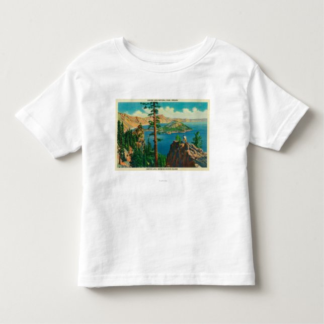 Camiseta De Bebé Lago crater que muestra la isla del mago en (Anverso)