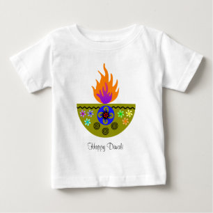 Camiseta De Bebé Lámpara colorida Diya de Diwali