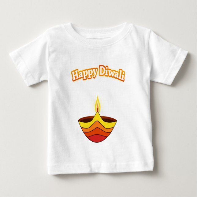 Camiseta De Bebé Lámpara feliz de Diwali y de Diya (Anverso)