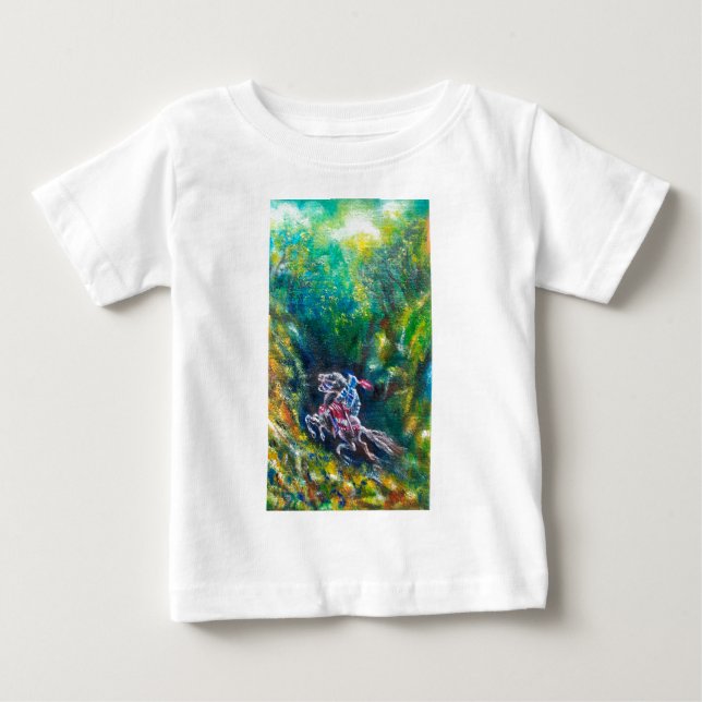 CAMISETA DE BEBÉ LANCELOT DE NOCHE, CABALLO EN BOSQUE VERDE (Anverso)