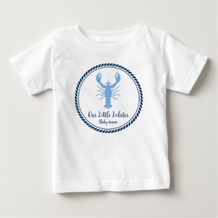 Camiseta De Bebé Langosta azul náutico costero 