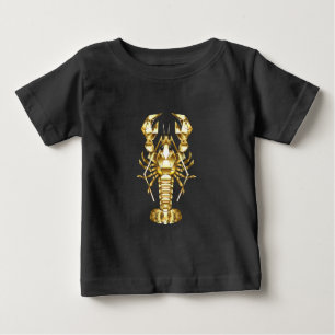 Camiseta De Bebé Langosta de bogavante poligonal dorada sobre negro