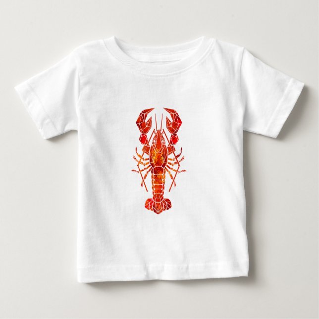 Camiseta De Bebé Langosta poligonal roja (Anverso)