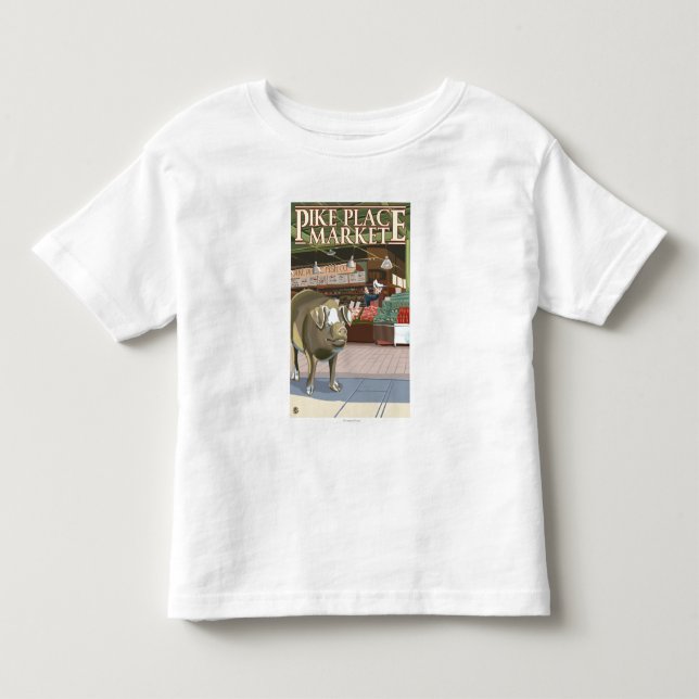 Camiseta De Bebé Lanzamiento de SeattleFish y cerdo del bronce en (Anverso)