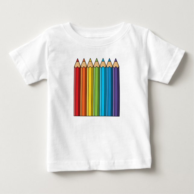 Camiseta De Bebé Lápices de colores arcoiris (Anverso)