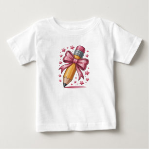 Camiseta De Bebé Lápiz Coqueta Lazo Aprecio a los Maestros Escuela