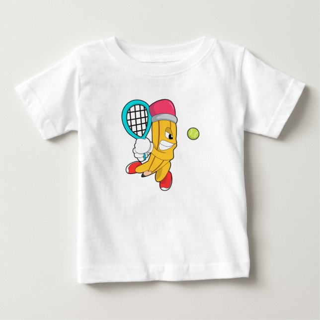 Camiseta De Bebé Lápiz de tenis con raqueta de tenis (Anverso)