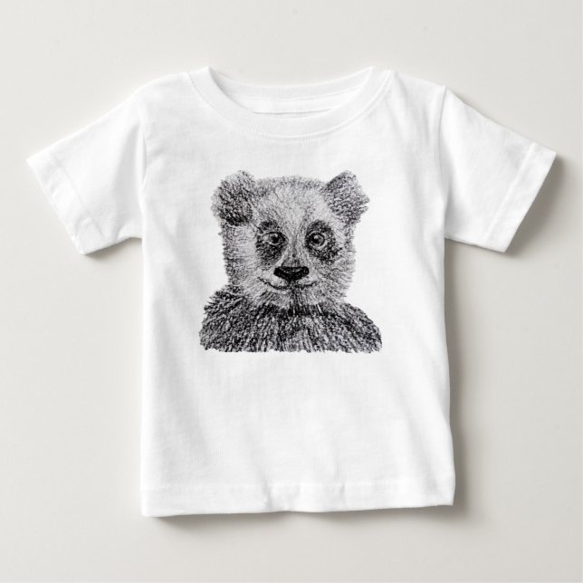 Camiseta De Bebé Lápiz Panda Dibujar Vestido de Rufa de niño pequeñ (Anverso)