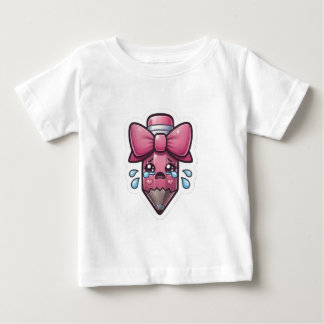 Camiseta De Bebé Lápiz Triste Adorable con Pegatina Die-Cut de Lazo