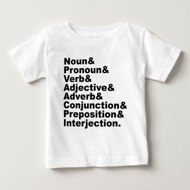 Camiseta De Bebé Las 8 partes del discurso en inglés (Anverso)