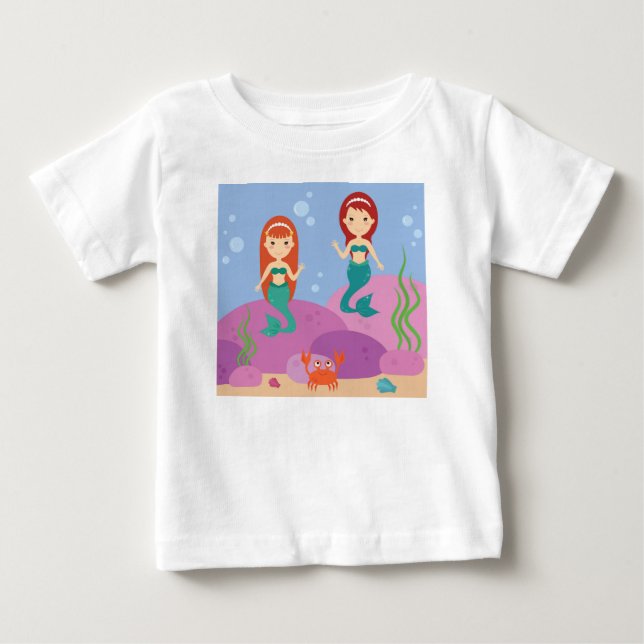 Camiseta De Bebé Las hermanas sirenas de dibujos animados nadan en  (Anverso)