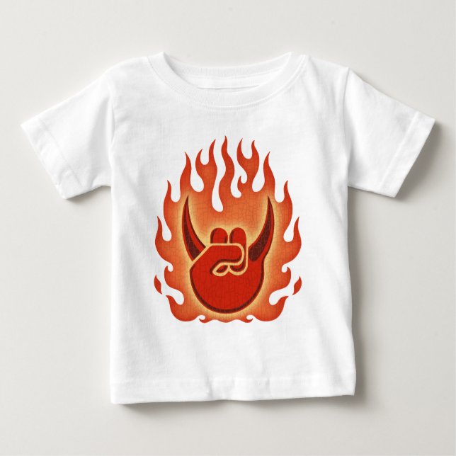 Camiseta De Bebé Las llamas de la rock del diablo (Anverso)