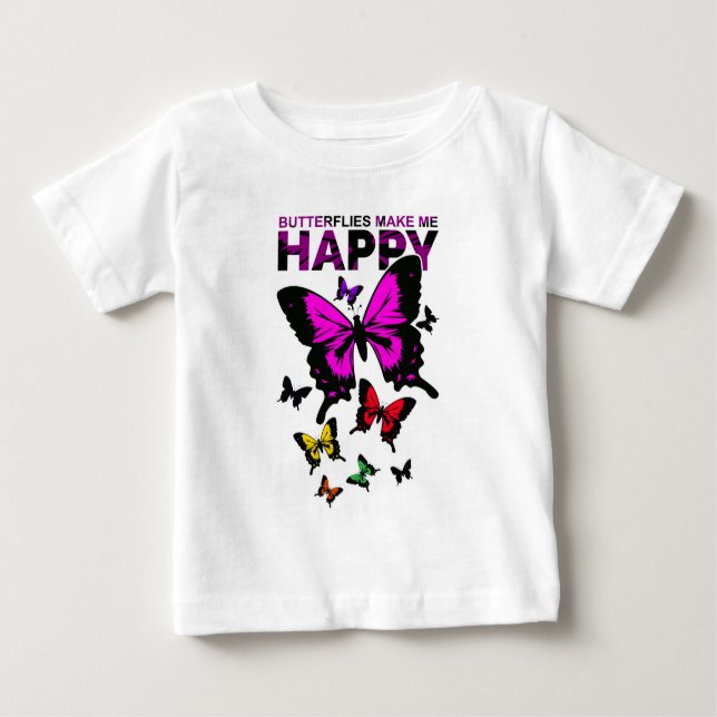 Camiseta De Bebé Las mariposas me hacen feliz (Anverso)
