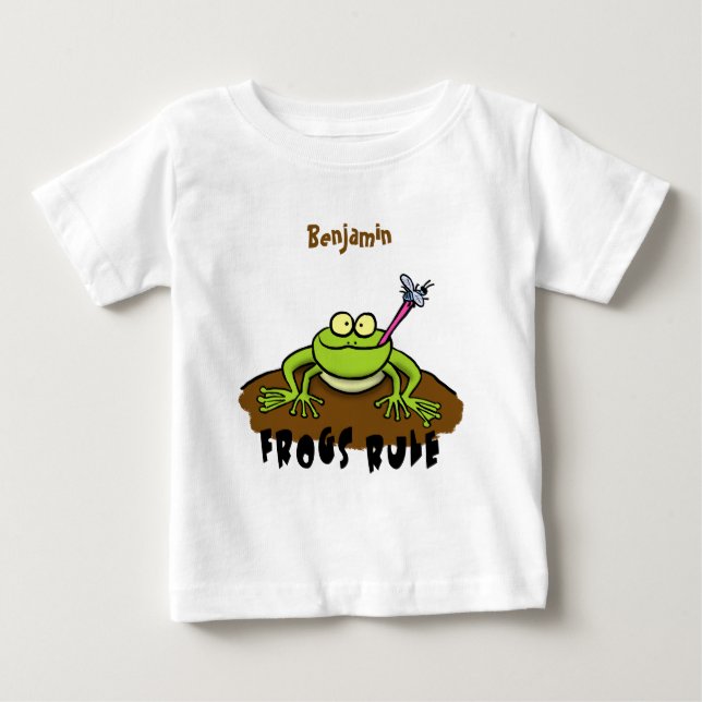 Camiseta De Bebé Las ranas gobiernan personalizado de rana verde di (Anverso)