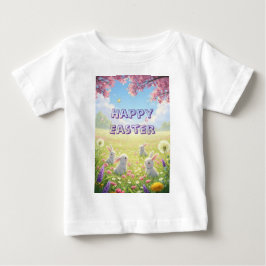 Camiseta De Bebé Lavender Easter Cute White Bunny Floral Spring 