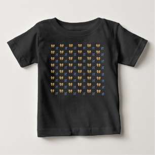 Camiseta De Bebé Lazo Coqueta Azul y Dorado