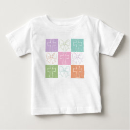 Camiseta De Bebé Lazo Coqueto de Cruz de Pascua a Cuadros Retro