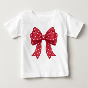 Camiseta De Bebé Lazo Rojo Coqueta Minimalista Elegante con Corazon