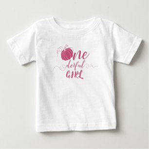 CAMISETA DE BEBÉ LAZO ROSA Y FLORES DE CALABAZA DE CAÍDA DE ARCO CU
