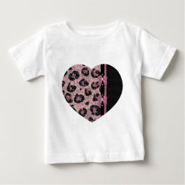 Camiseta De Bebé Lazos de cinta de estampado de leopardo rosa RAB R