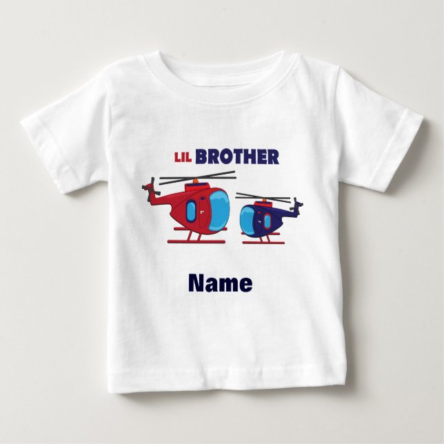 Camiseta De Bebé Learning Candy Lil Brother Helicopter Personalized (Anverso)