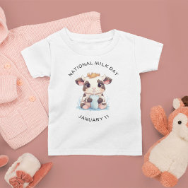 Camiseta De Bebé Leche blanca y negra de Kawaii bebé vaca que bebe