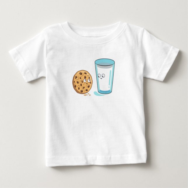 Camiseta De Bebé Leche de comida Kawaii y cookies  (Anverso)