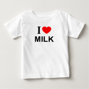 CAMISETA DE BEBÉ ❤️ LECHE QUE AMO LA LECHE Y LA LECHE DEL CORAZÓN