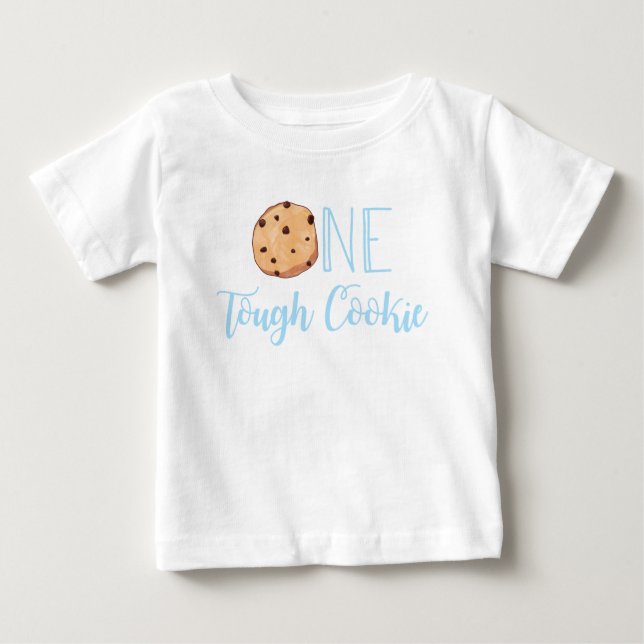 Camiseta De Bebé Leche y Galletas Cumpleaños 1 Uno Tough Cookie (Anverso)