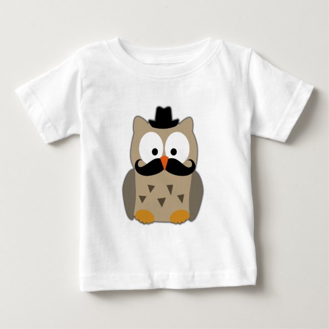 Camiseta De Bebé Lechuza con bigote y Gorra (Anverso)