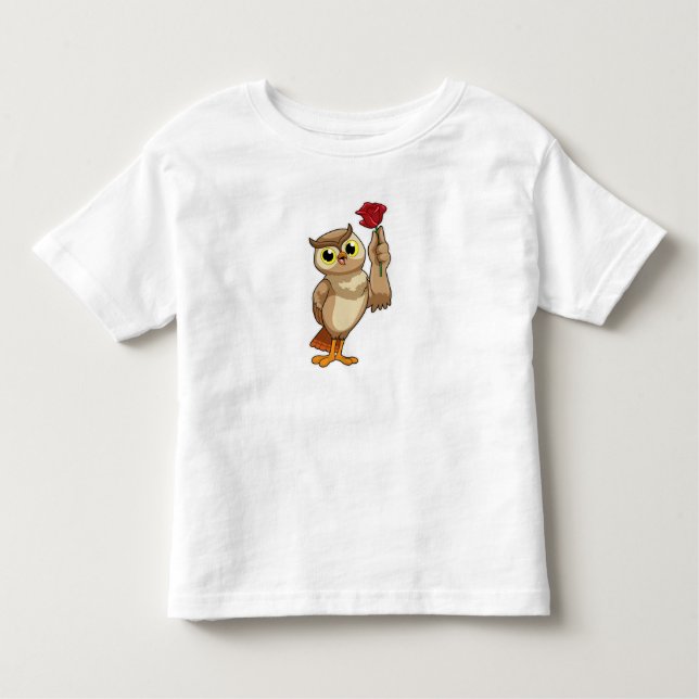 Camiseta De Bebé Lechuza con Rosa (Anverso)