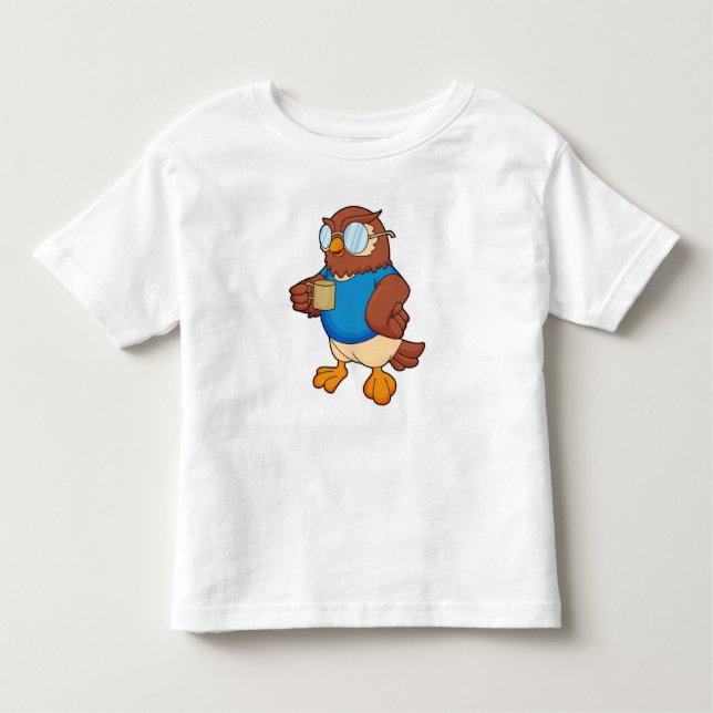 Camiseta De Bebé Lechuza con tazón de café (Anverso)