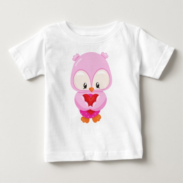 Camiseta De Bebé Lechuza Cuta, Lechuza Pequeña, Lechuza Enamorada,  (Anverso)