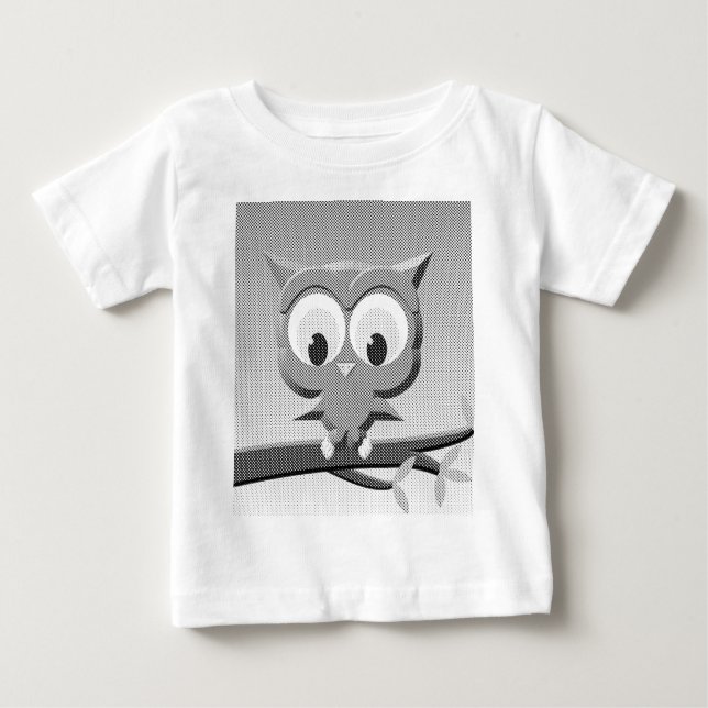 Camiseta De Bebé Lechuza De Boletín En Blanco Y Negro (Anverso)
