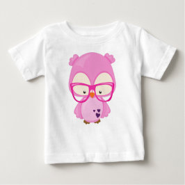 Camiseta De Bebé Lechuza el día de San Valentín, Lechuza Rosa, Gafa