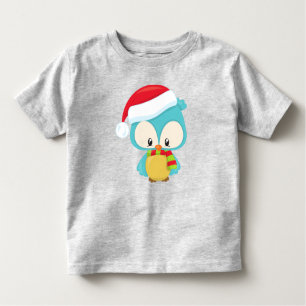 Camiseta De Bebé Lechuza navidad, Lechuza Cuta, Sombrero De Scarf,