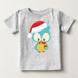 Camiseta De Bebé Lechuza navidad, Lechuza Cuta, Sombrero De Scarf,
