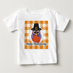 Camiseta De Bebé Lechuza peregrina sobre Naranja sembrada - Feliz D