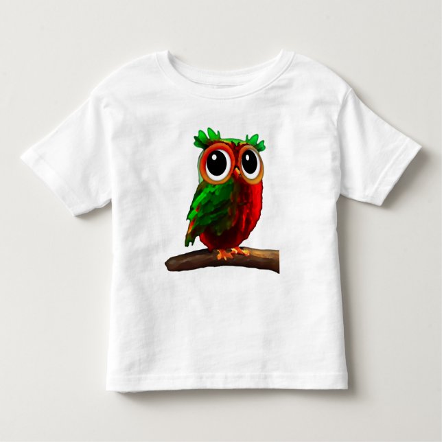 Camiseta De Bebé Lechuza Roja y Verde (Anverso)