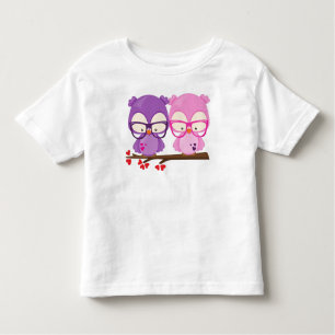 Camiseta De Bebé Lechuzas el día de San Valentín, Lechuza Rosa, Lec