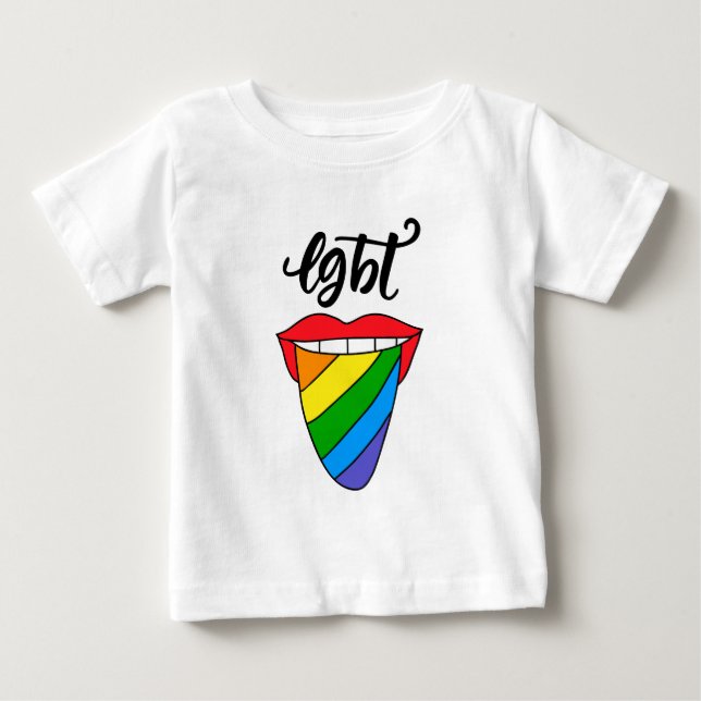 Camiseta De Bebé Lengua arcoiris LGBT (Anverso)