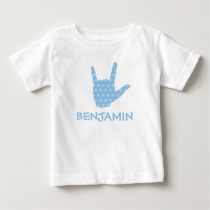 Camiseta De Bebé Lenguaje de Rótulo ASL te amo puntos azules nombre