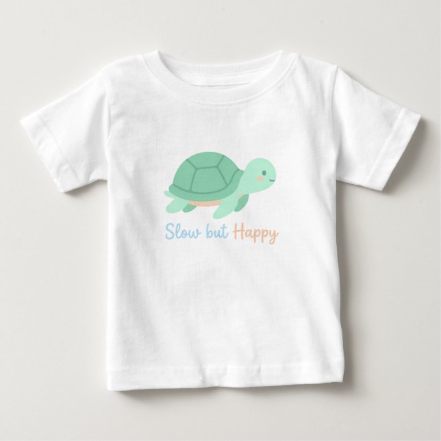 Camiseta de bebé "Lento pero Feliz" de Tortuga Kaw (Anverso)