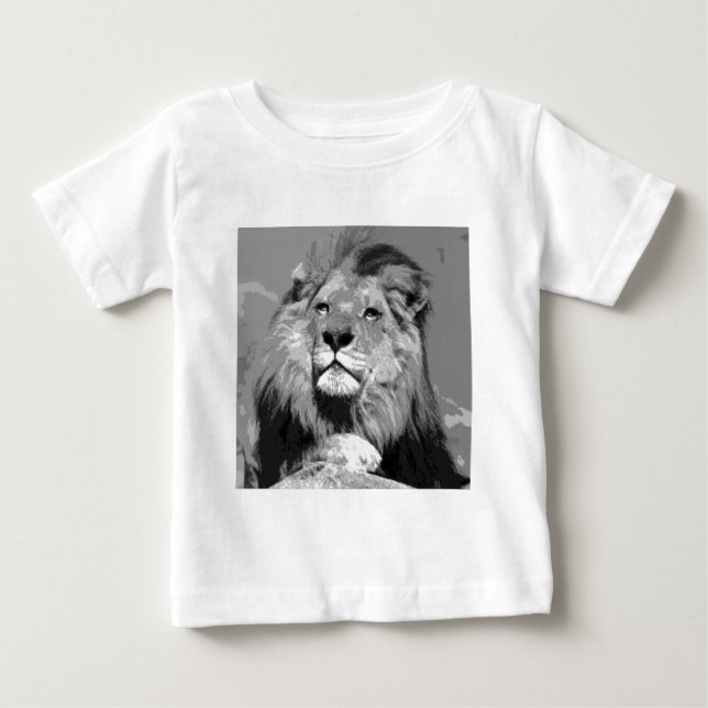 Camiseta De Bebé León africano blanco y negro (Anverso)