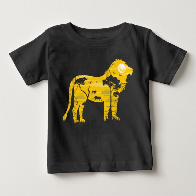 Camiseta De Bebé León africano Savanah Silhouette de luna llena (Anverso)