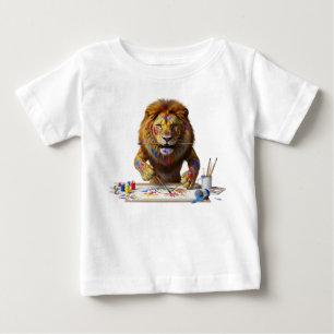 Camiseta De Bebé León artístico artista pintando con salpicaduras c
