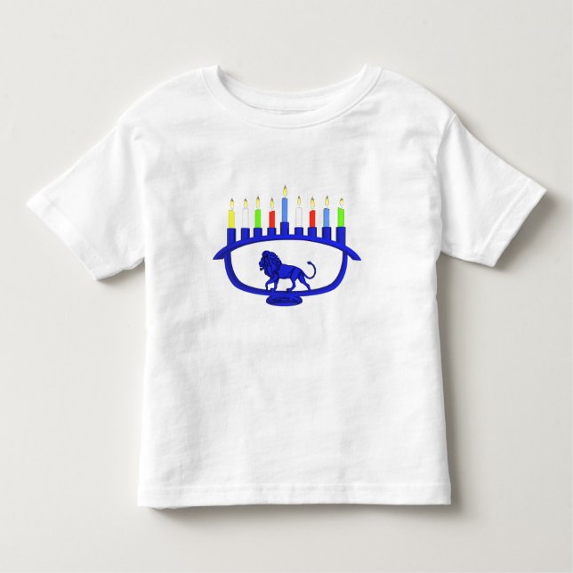 Camiseta De Bebé León azul Menorah (Anverso)