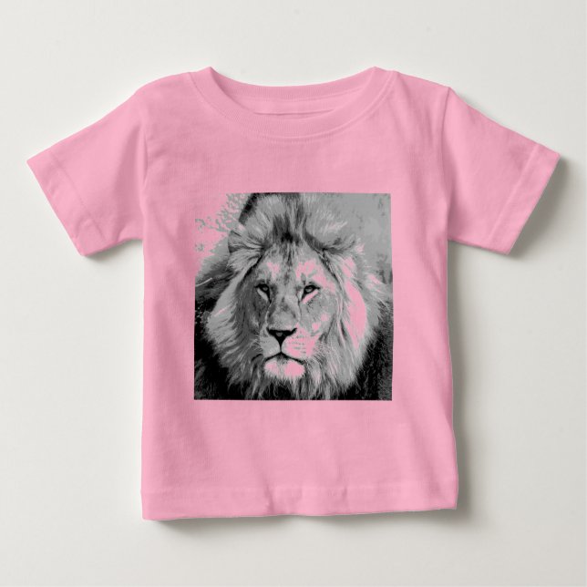Camiseta De Bebé León blanco negro (Anverso)