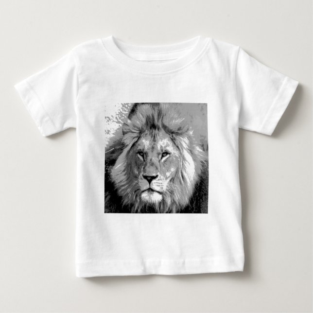 Camiseta De Bebé León blanco negro (Anverso)