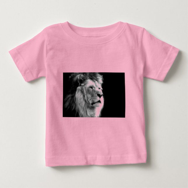 Camiseta De Bebé León blanco negro (Anverso)